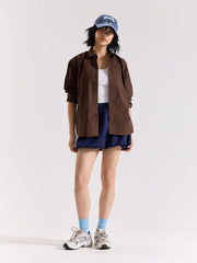 Dark Brown Poplin Shirt